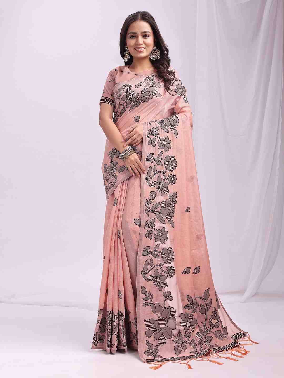 Kashira By Fashid Wholesale 1001 To 1006 Series Indian Traditional Wear Collection Beautiful Stylish Fancy Colorful Party Wear & Occasional Wear Linen Cotton Sarees At Wholesale Price