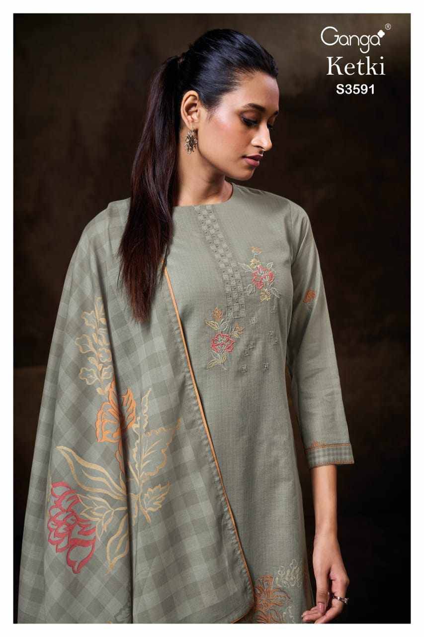 Ketki-3591 By Ganga Fashion 3591-A To 3591-D Series Beautiful Festive Suits Colorful Stylish Fancy Casual Wear & Ethnic Wear Pure Cotton Dresses At Wholesale Price