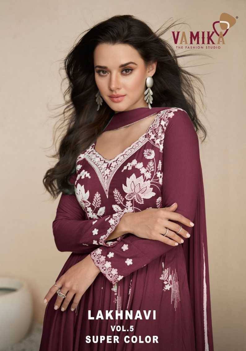 Lakhnavi Vol-5 Super Color By Vamika 1027-K To 1027-O Series Beautiful Stylish Sharara Suits Fancy Colorful Casual Wear & Ethnic Wear & Ready To Wear Pure Rayon Printed Dresses At Wholesale Price