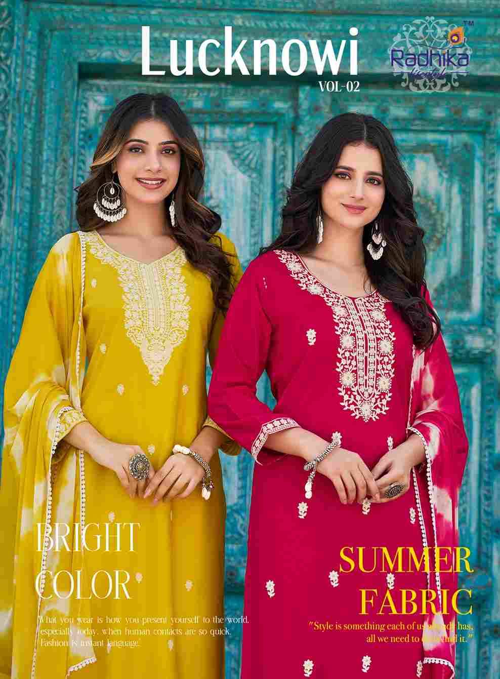 Lucknowi Vol-2 By Radhika Lifestyle 2001 To 2008 Series Beautiful Festive Suits Colorful Stylish Fancy Casual Wear & Ethnic Wear Pure Rayon Print Dresses At Wholesale Price