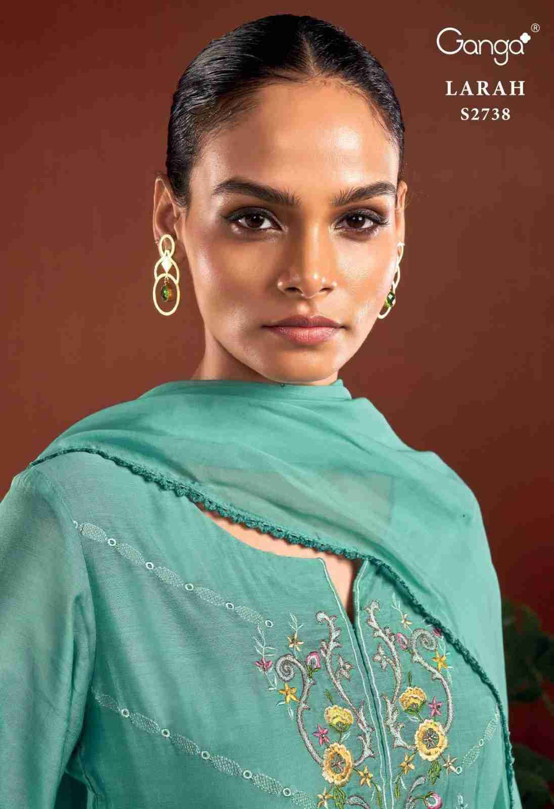 Larah-2738 By Ganga Fashion 2738-A To 2738-C Series Beautiful Festive Suits Colorful Stylish Fancy Casual Wear & Ethnic Wear Bemberg Silk Dresses At Wholesale Price