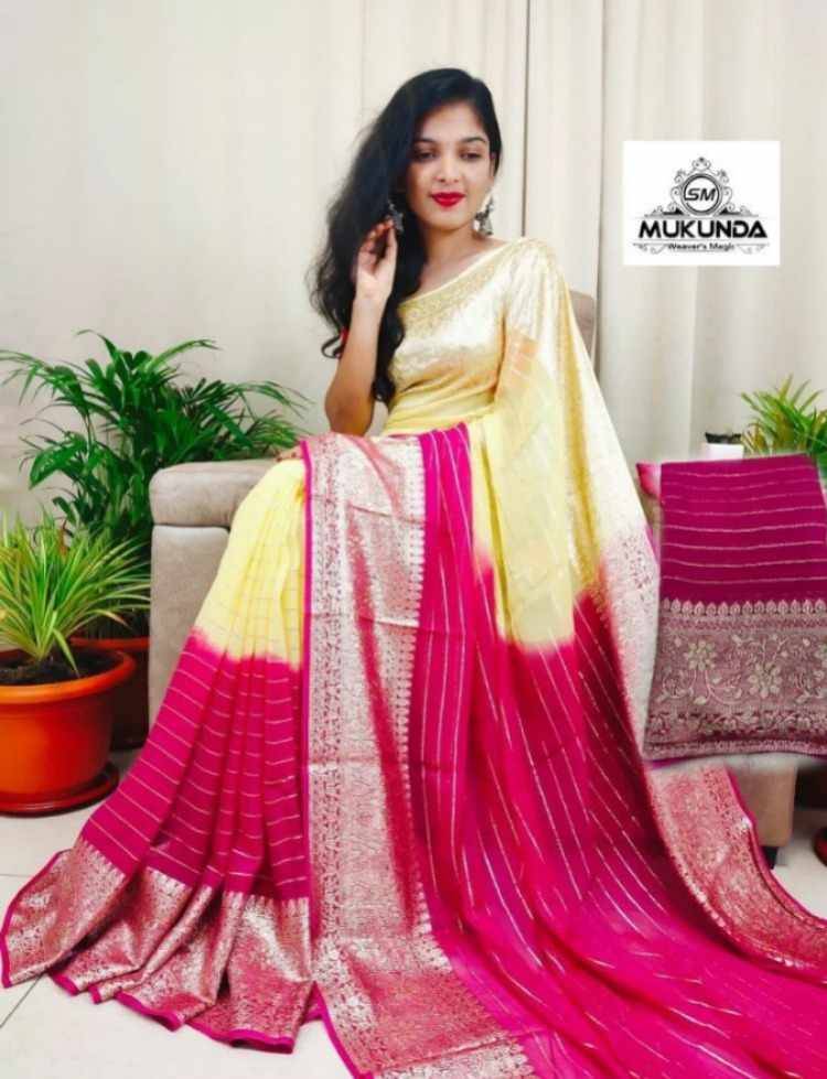 Mukunda By Fashid Wholesale 01 To 06 Series Indian Traditional Wear Collection Beautiful Stylish Fancy Colorful Party Wear & Occasional Wear Viscose Georgette Sarees At Wholesale Price