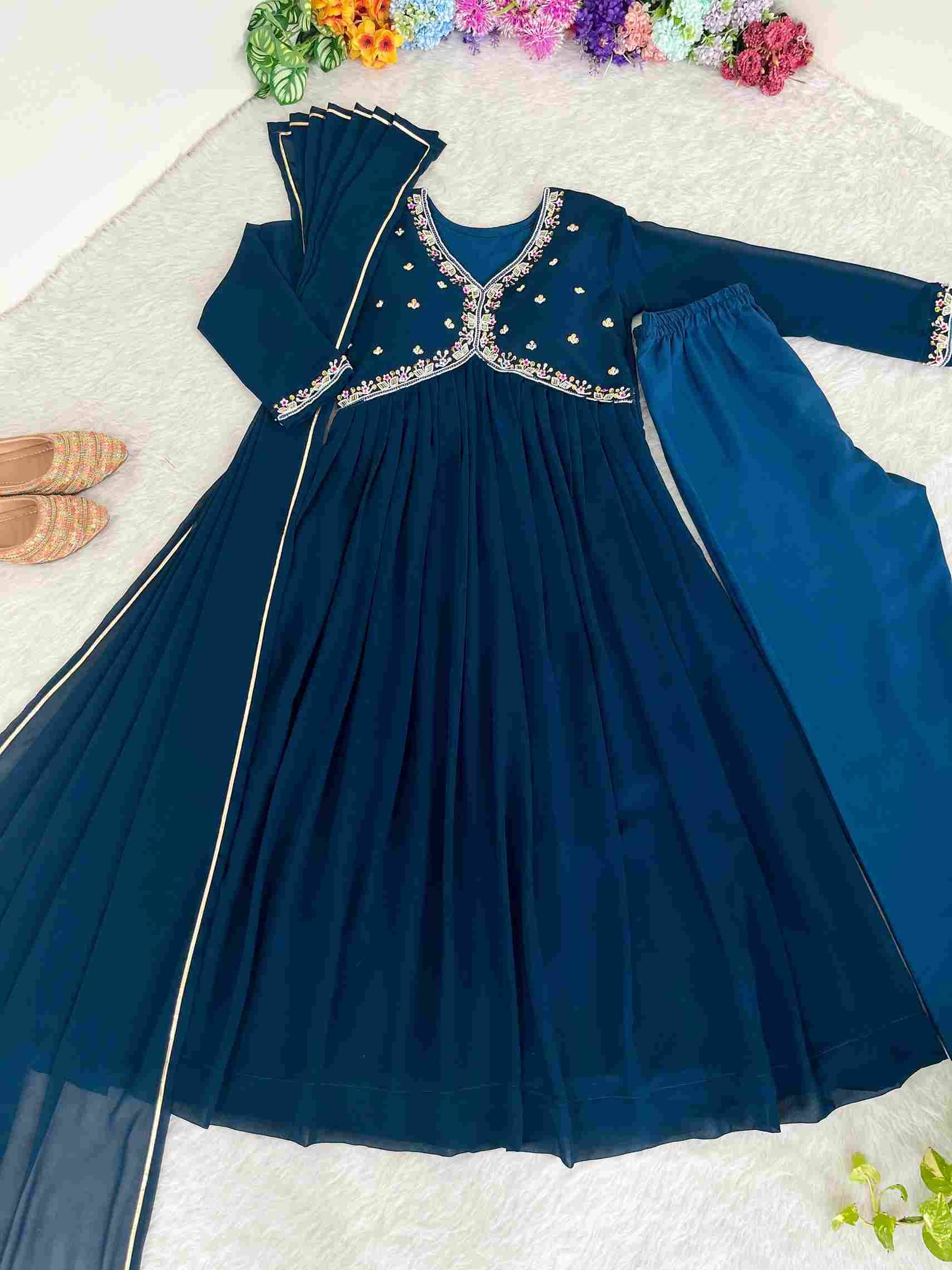 Mb-356 By Fashid Wholesale Designer Beautiful Collection Occasional Wear & Party Wear Faux Georgette Gowns At Wholesale Price