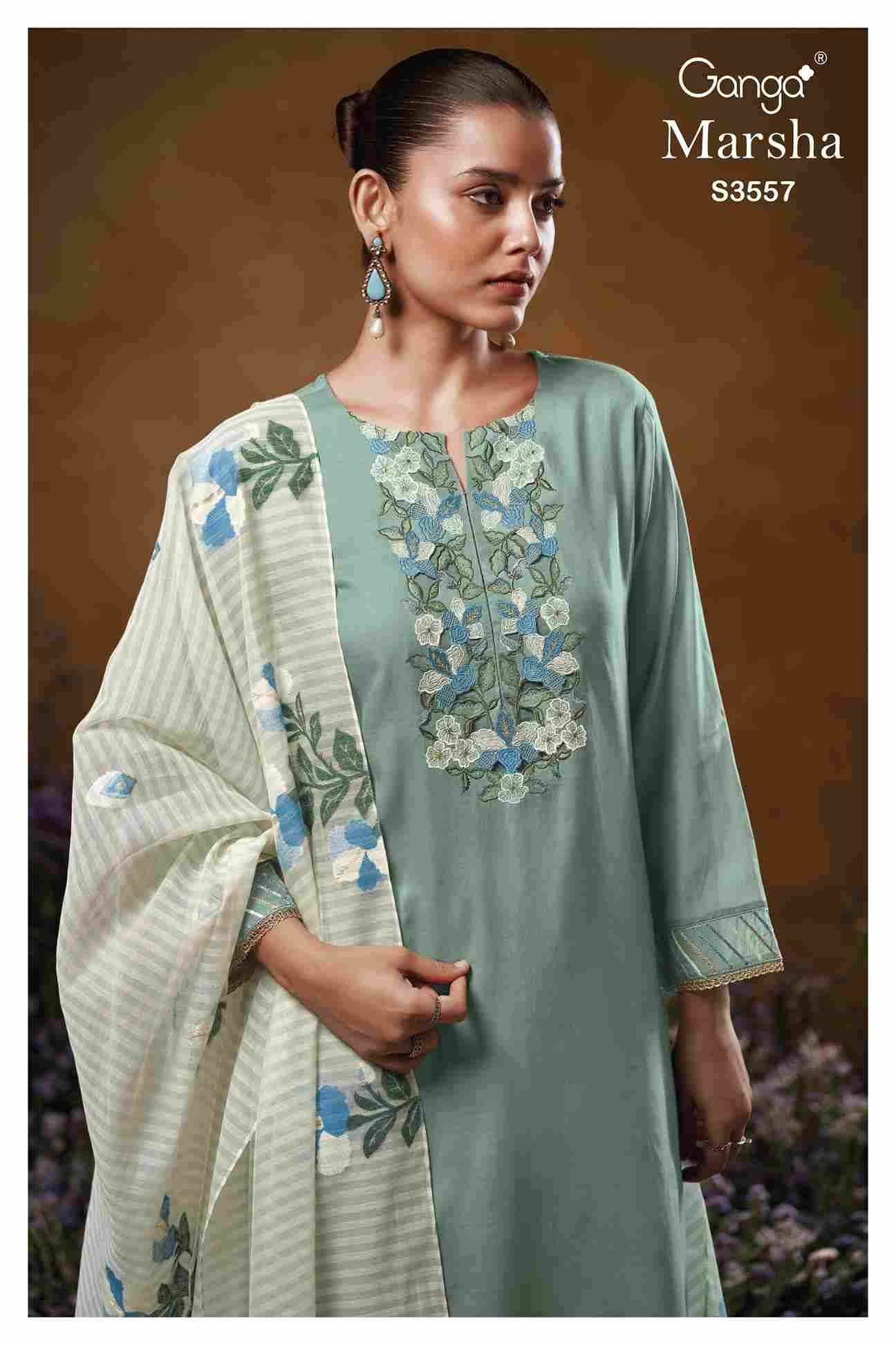 Marsha-3557 By Ganga Fashion 3557-A To 3557-C Series Beautiful Festive Suits Colorful Stylish Fancy Casual Wear & Ethnic Wear Pure Mal Dresses At Wholesale Price