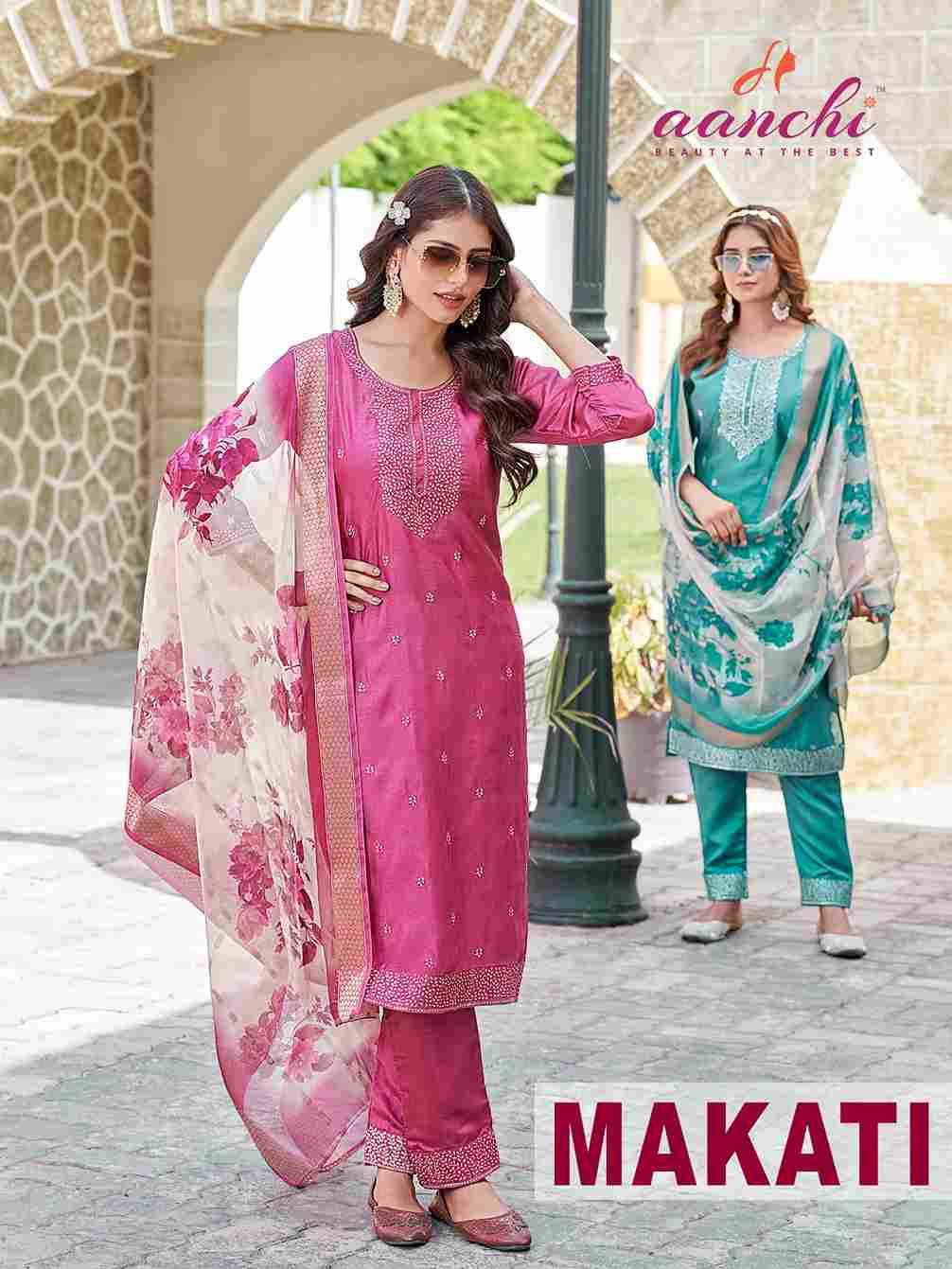 Makati By Aanchi 101 To 103 Series Beautiful Suits Colorful Stylish Fancy Casual Wear & Ethnic Wear Vichitra Shimmer Dresses At Wholesale Price