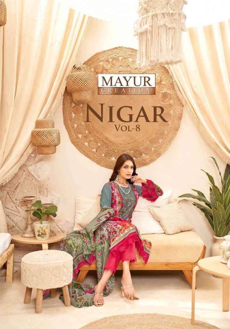 Nigar Vol-8 By Mayur Creation 8001 To 8008 Series Beautiful Festive Suits Stylish Fancy Colorful Casual Wear & Ethnic Wear Heavy Cotton Print Dresses At Wholesale Price