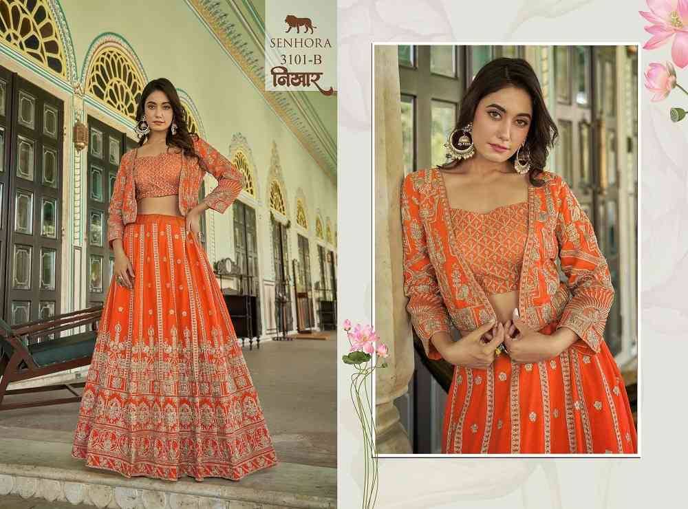 Nikhaar By Senhora Dresses 3101-A To 3101-B Series Indian Traditional Wear Bridal Collection Beautiful Stylish Fancy Colorful Party Wear & Occasional Wear Chinnon Lehengas At Wholesale Price