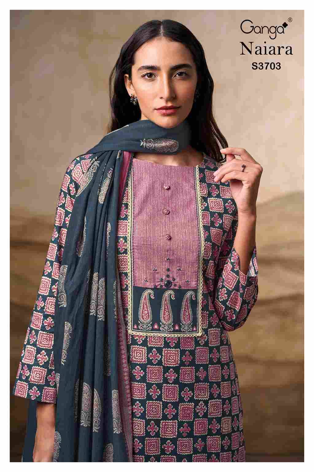 Naiara-3703 By Ganga Fashion 3703-A To 3703-D Series Beautiful Festive Suits Colorful Stylish Fancy Casual Wear & Ethnic Wear Pure Cotton Dresses At Wholesale Price