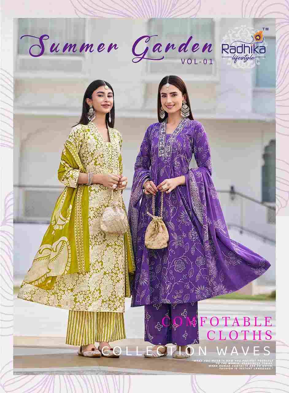 Summer Garden Vol-1 By Radhika Lifestyle 1001 To 1008 Series Beautiful Festive Suits Colorful Stylish Fancy Casual Wear & Ethnic Wear Pure Cotton Dresses At Wholesale Price