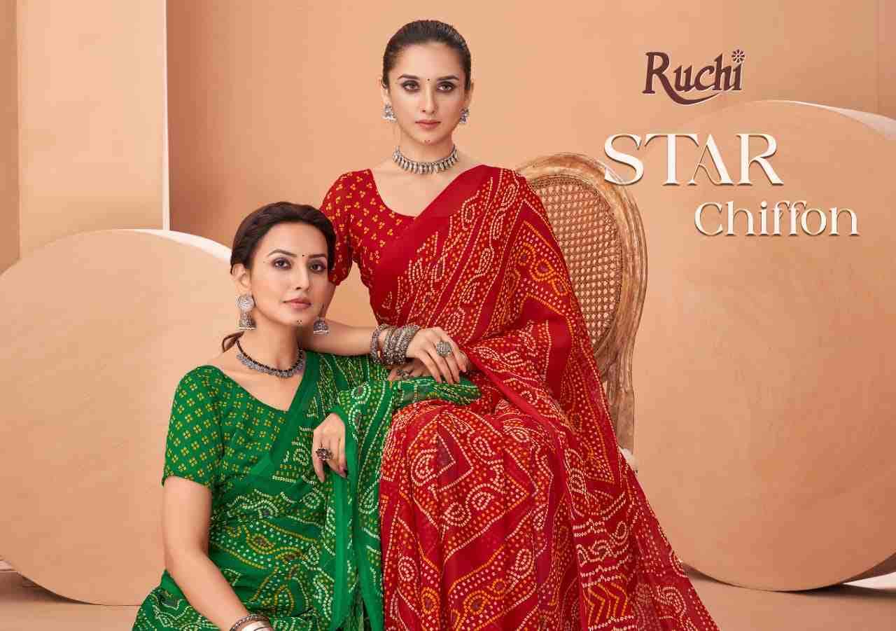 Star Chiffon Vol-195 By Ruchi Sarees 42801-A To 42803-D Series Indian Traditional Wear Collection Beautiful Stylish Fancy Colorful Party Wear & Occasional Wear Chiffon Sarees At Wholesale Price