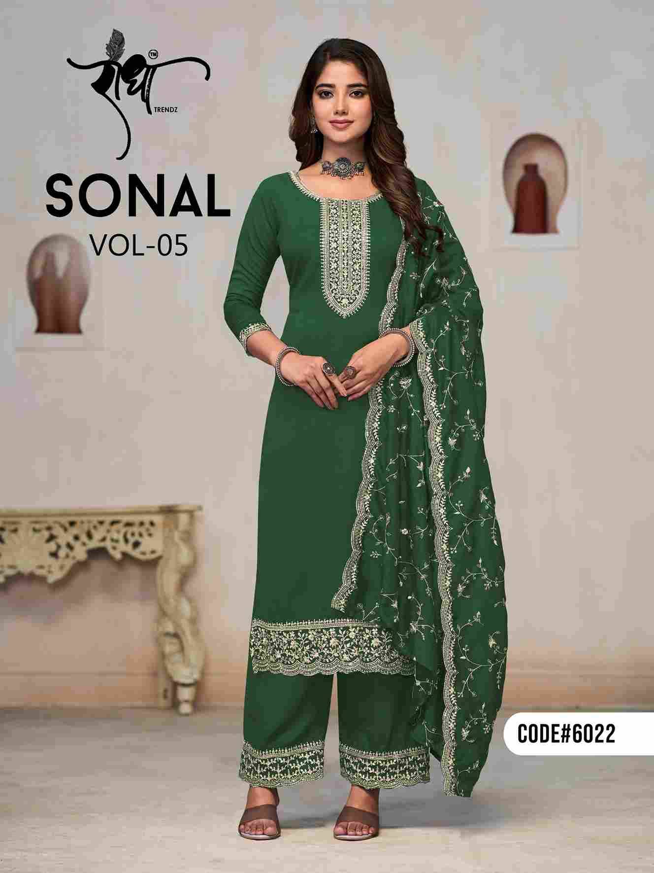 Sonal Vol-5 By Radha Trendz 6021 To 6024 Series Designer Festive Suits Collection Beautiful Stylish Fancy Colorful Party Wear & Occasional Wear Pure Vichitra Dresses At Wholesale Price