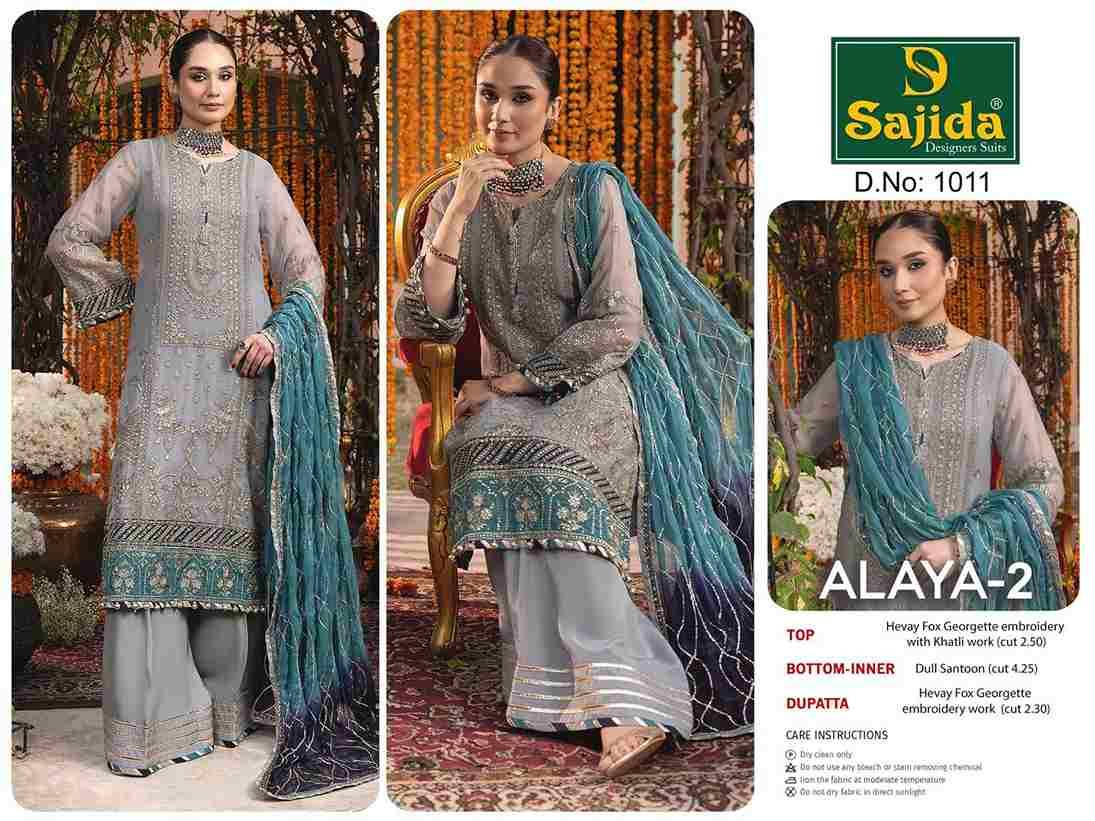 Sajida Hit Design 1011 By Sajida Designer Suits Beautiful Pakistani Suits Colorful Stylish Fancy Casual Wear & Ethnic Wear Heavy Faux Georgette Embroidered Dresses At Wholesale Price