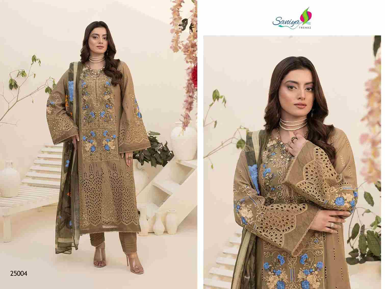 Saniya Trendz Hit Design H-25004 By Saniya Trendz Designer Pakistani Suits Beautiful Stylish Fancy Colorful Party Wear & Occasional Wear Cotton With Embroidery Dresses At Wholesale Price
