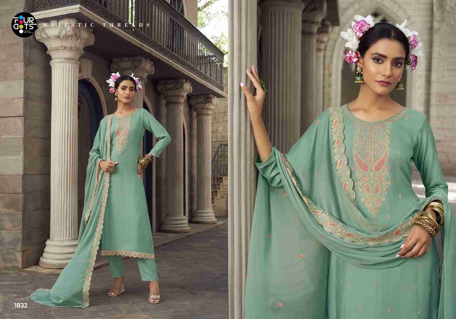 Swarnika By Four Dots 1831 To 1834 Series Beautiful Stylish Festive Suits Fancy Colorful Casual Wear & Ethnic Wear & Ready To Wear Viscose Muslin Dresses At Wholesale Price