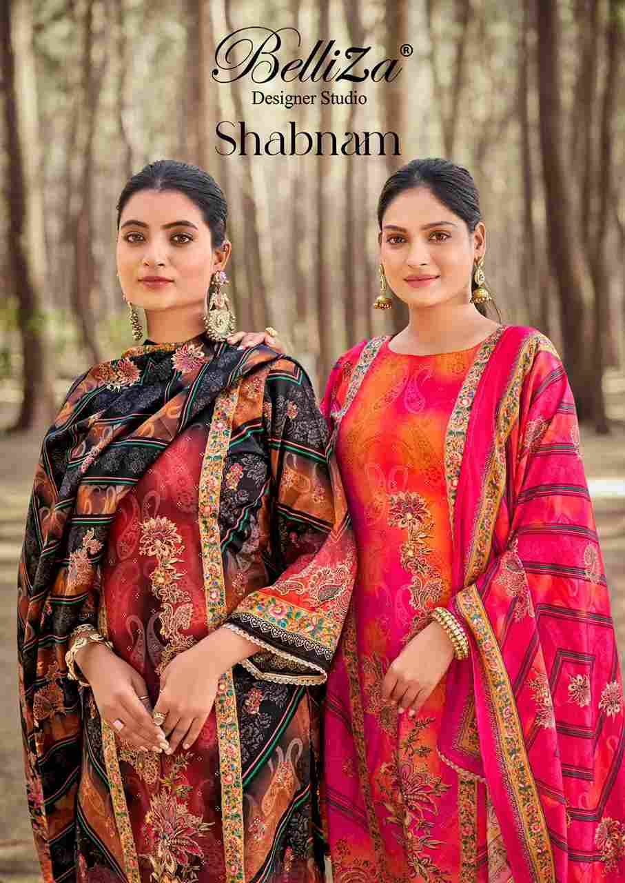 Shabnam By Belliza 823-001 To 823-003 Series Beautiful Festive Suits Stylish Fancy Colorful Casual Wear & Ethnic Wear Pure Viscose Muslin Print Dresses At Wholesale Price