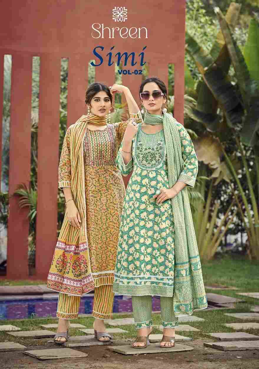 Simi Vol-2 By Shreen 1001 To 1004 Series Beautiful Festive Suits Colorful Stylish Fancy Casual Wear & Ethnic Wear Cambric Cotton Dresses At Wholesale Price