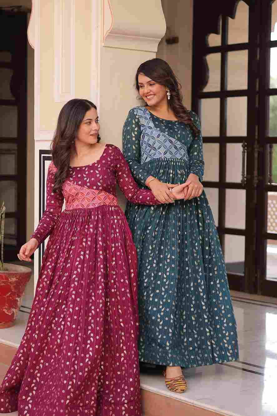 Sf-1033 By Fashid Wholesale 01 To 02 Series Designer Beautiful Collection Occasional Wear & Party Wear Jacquard Gowns At Wholesale Price