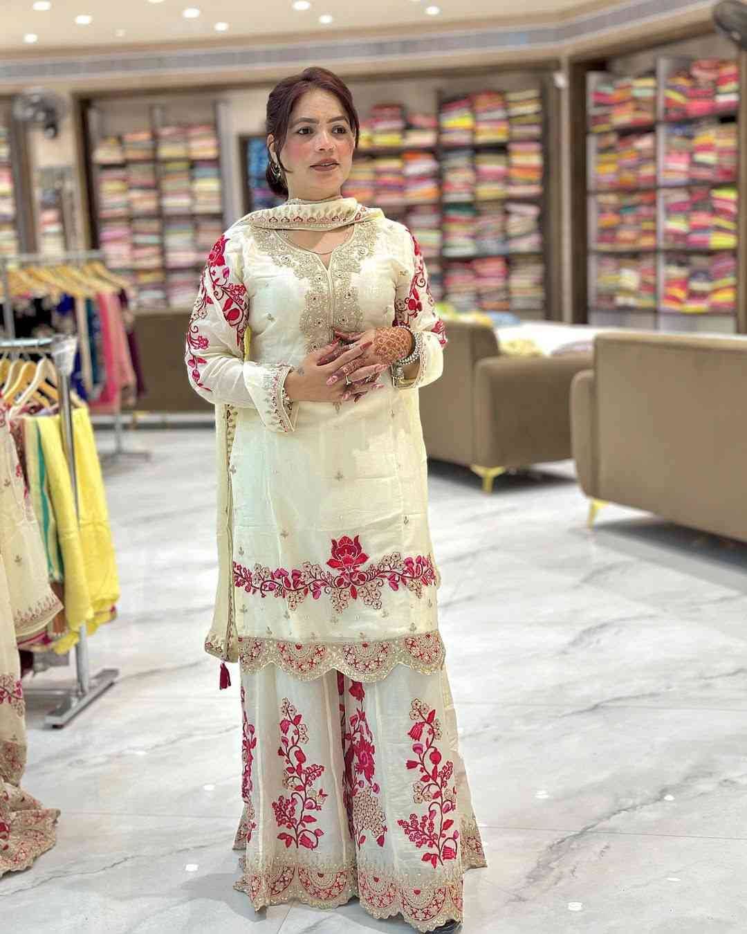 Sf-1035 By Fashid Wholesale Sharara Beautiful Festive Suits Stylish Fancy Colorful Casual Wear & Ethnic Wear Chinnon Silk Dresses At Wholesale Price