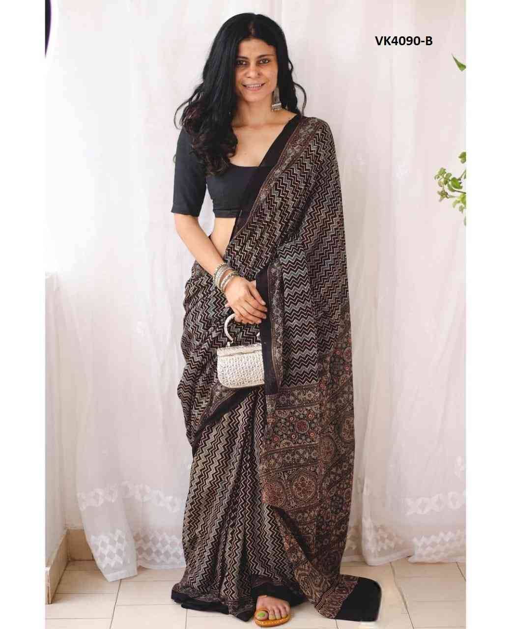 VK-4090 By Fashid Wholesale 4090-A To 4090-D Series Indian Traditional Wear Collection Beautiful Stylish Fancy Colorful Party Wear & Occasional Wear Chanderi Cotton Sarees At Wholesale Price