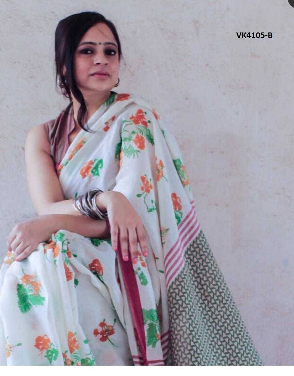 VK-4105 By Fashid Wholesale 4105-A To 4105-D Series Indian Traditional Wear Collection Beautiful Stylish Fancy Colorful Party Wear & Occasional Wear Chanderi Cotton Sarees At Wholesale Price