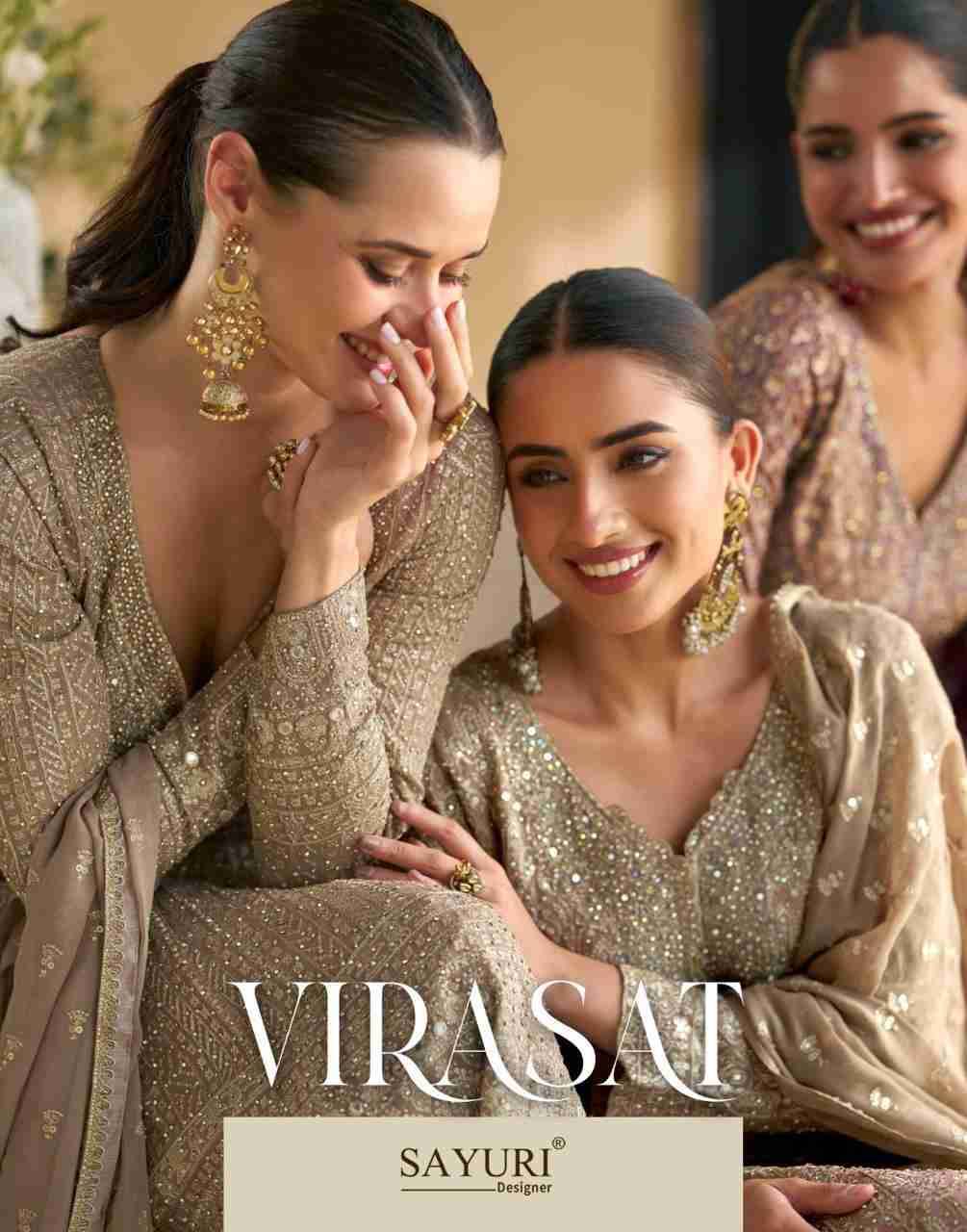Virasat By Sayuri 5803 To 5805 Series Designer Sharara Suits Collection Beautiful Stylish Fancy Colorful Party Wear & Occasional Wear Georgette Dresses At Wholesale Price
