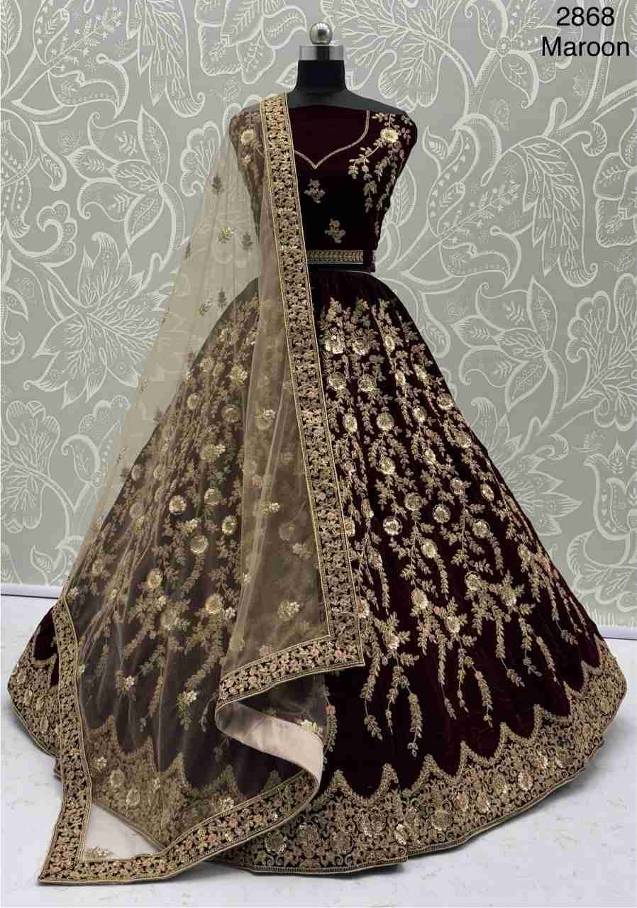 2868 By Fashid Wholesale Festive Wear Collection Beautiful Stylish Colorful Fancy Party Wear & Occasional Wear Velvet Lehengas At Wholesale Price