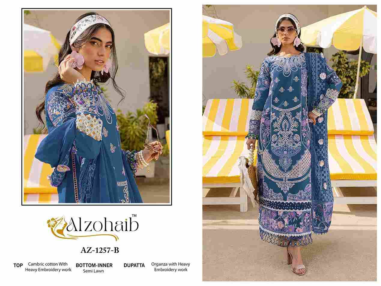 Alzohaib-1257 Colours By Alzohaib 1257-A To 1257-B Series Beautiful Pakistani Suits Stylish Fancy Colorful Party Wear & Occasional Wear Cambric Cotton Print Dresses At Wholesale Price