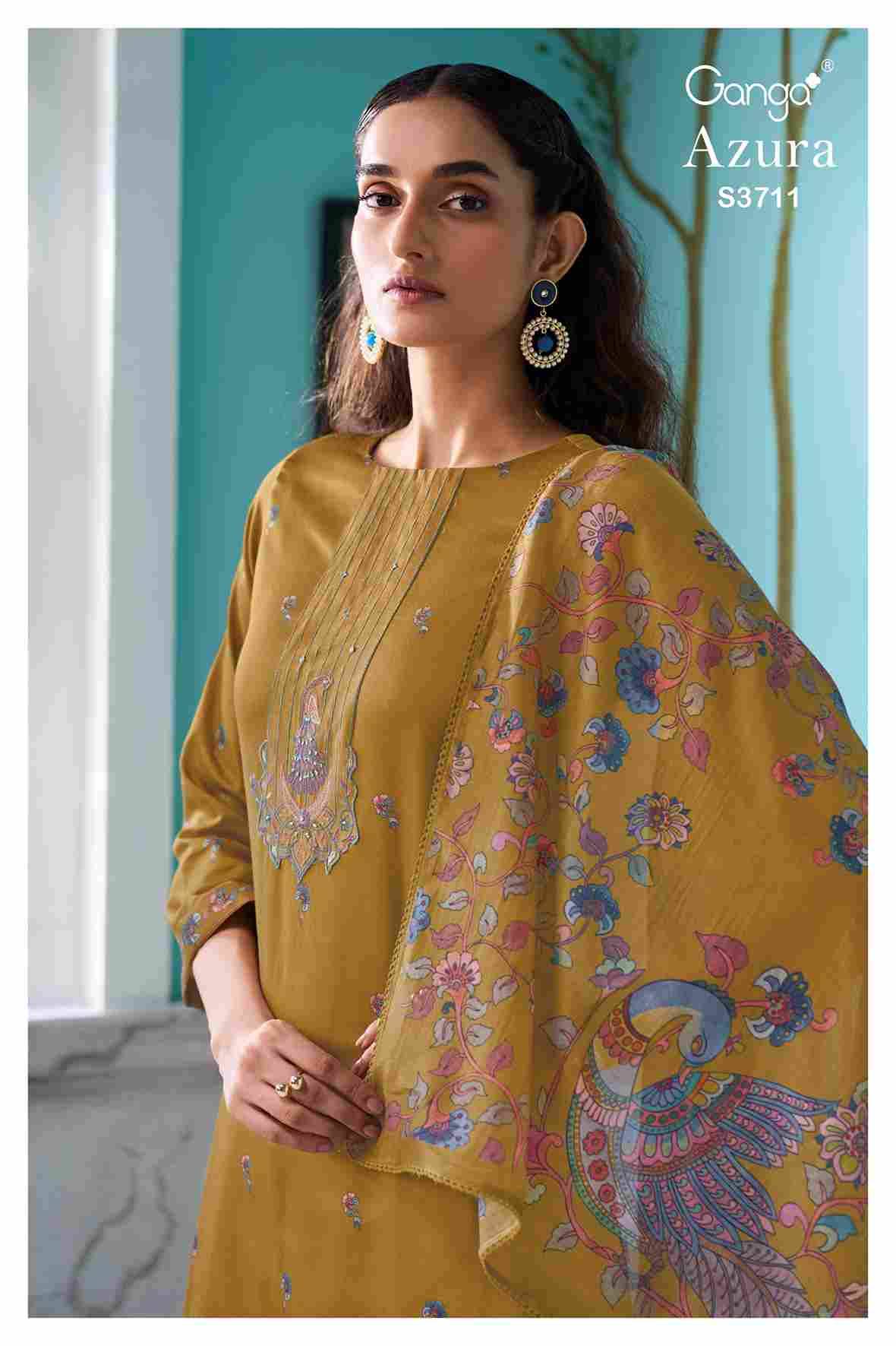 Azura-3711 By Ganga Fashion 3711-A To 3711-D Series Beautiful Festive Suits Colorful Stylish Fancy Casual Wear & Ethnic Wear Pure Cotton Satin Dresses At Wholesale Price