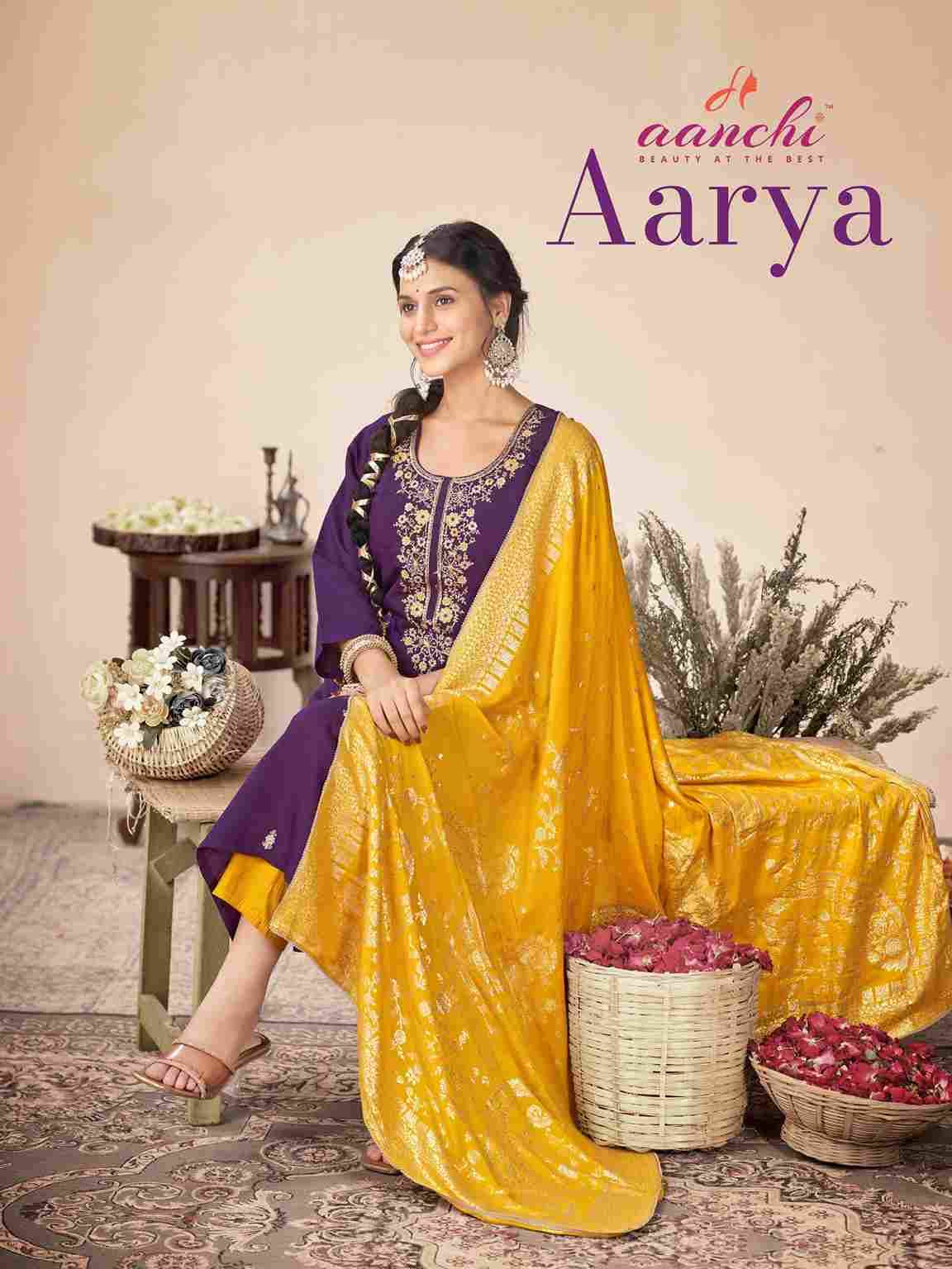 Aarya By Aanchi 1001 To 1004 Series Beautiful Suits Colorful Stylish Fancy Casual Wear & Ethnic Wear Roman Silk Dresses At Wholesale Price