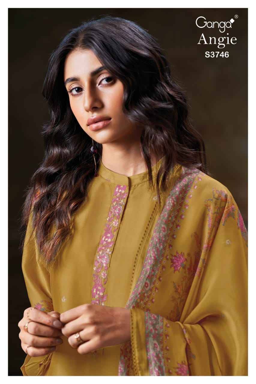 Angie-3746 By Ganga Fashion 3746-A To 3746-B Series Beautiful Festive Suits Colorful Stylish Fancy Casual Wear & Ethnic Wear Pure Bemberg Silk Dresses At Wholesale Price