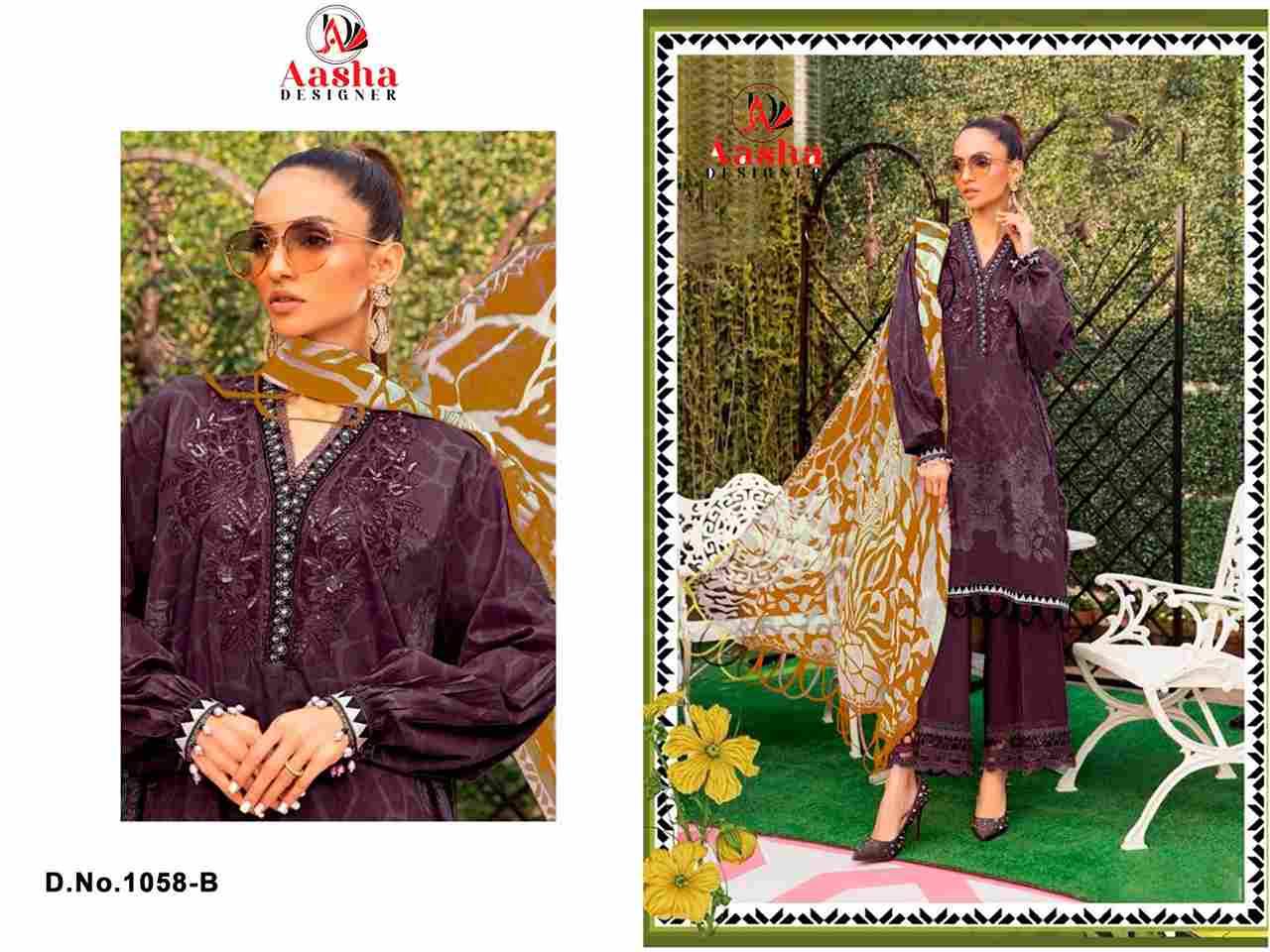Aasha 1058 Colours By Aasha Designer 1058-A To 1058-C Series Pakistani Suits Beautiful Fancy Colorful Stylish Party Wear & Occasional Wear Pure Cotton Embroidery Dresses At Wholesale Price