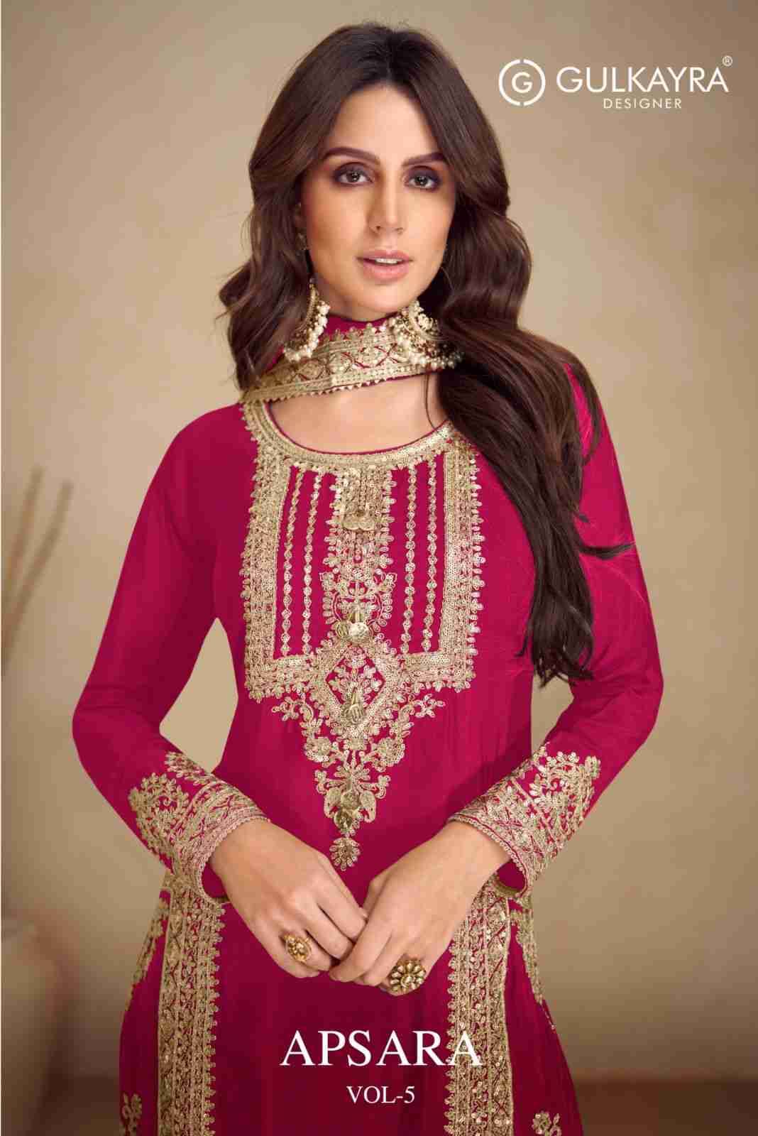 Apsara Vol-5 By Gulkayra Designer 7473-Q To 7473-U Series Beautiful Festive Suits Colorful Stylish Fancy Casual Wear & Ethnic Wear Chinnon With Work Dresses At Wholesale Price