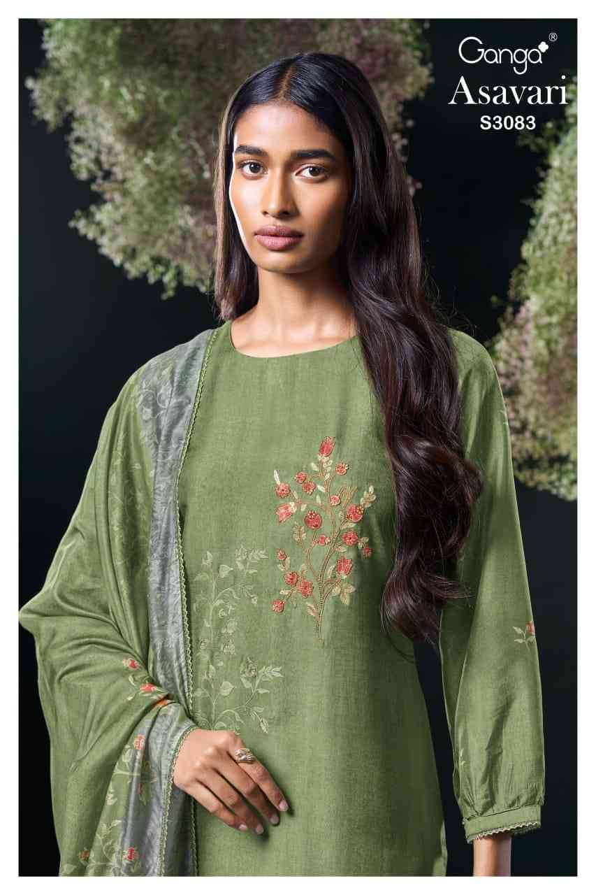 Asavari-3083 By Ganga Fashion 3083-A To 3083-D Series Beautiful Festive Suits Colorful Stylish Fancy Casual Wear & Ethnic Wear Pure Bemberg Silk Dresses At Wholesale Price