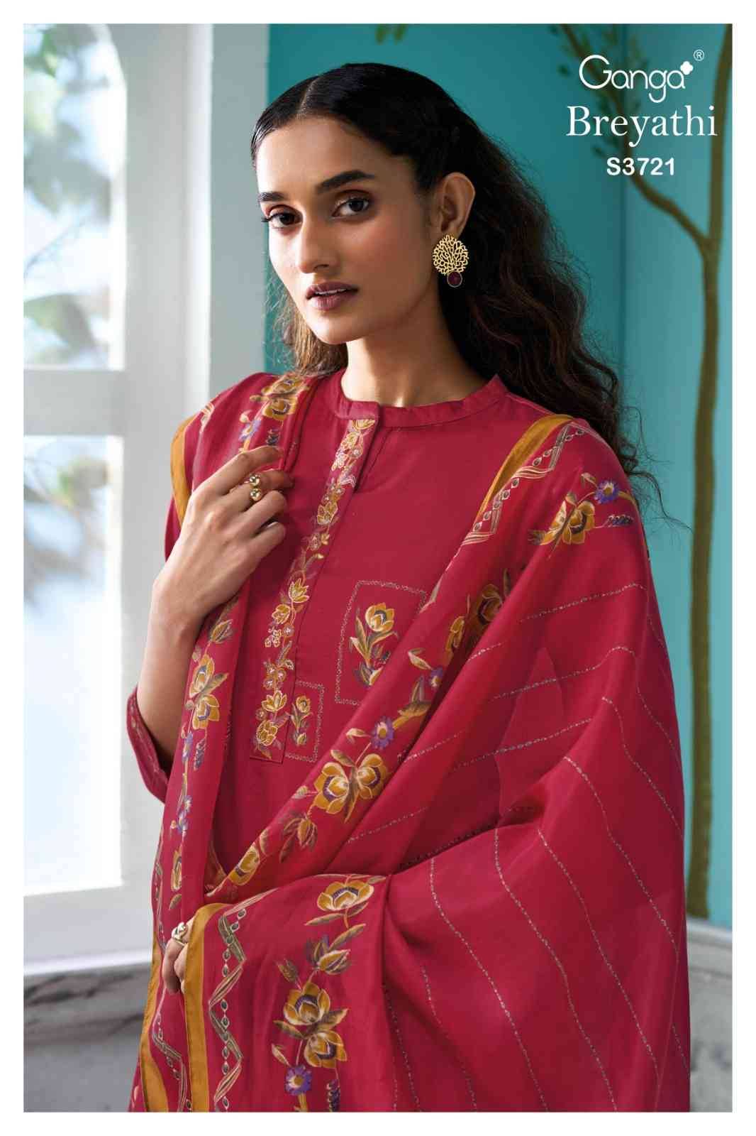 Breyathi-3721 By Ganga Fashion 3721-A To 3721-D Series Beautiful Festive Suits Colorful Stylish Fancy Casual Wear & Ethnic Wear Premium Cotton Satin Dresses At Wholesale Price
