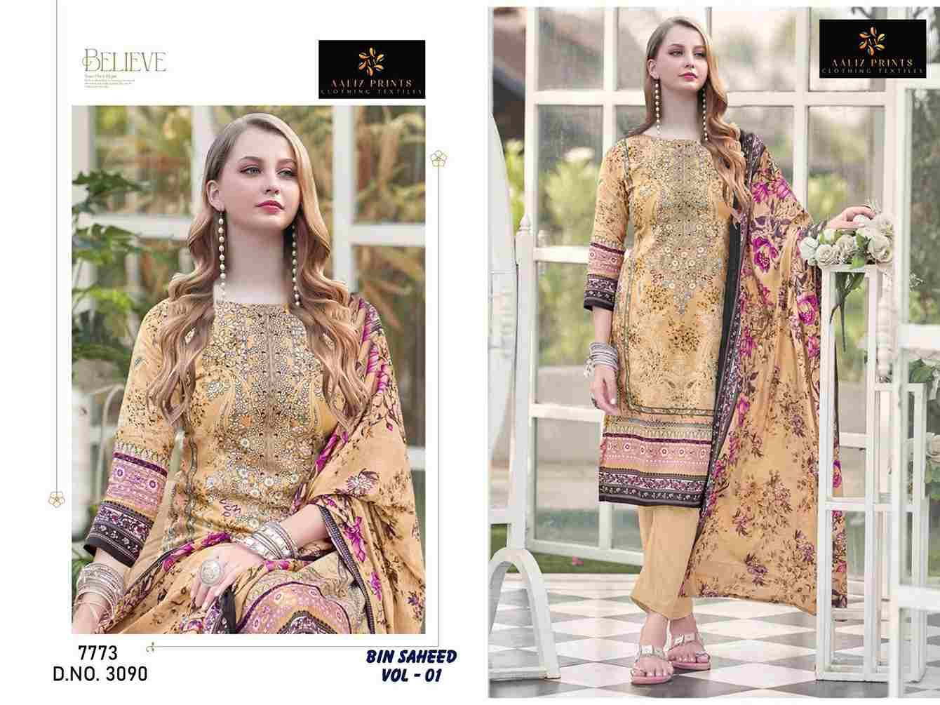 Bin Saheed Vol-1 By Aaliz Prints 3089 To 3092 Series Beautiful Festive Pakistani Suits Stylish Fancy Colorful Casual Wear & Ethnic Wear Soft Cotton Digital Print Dresses At Wholesale Price