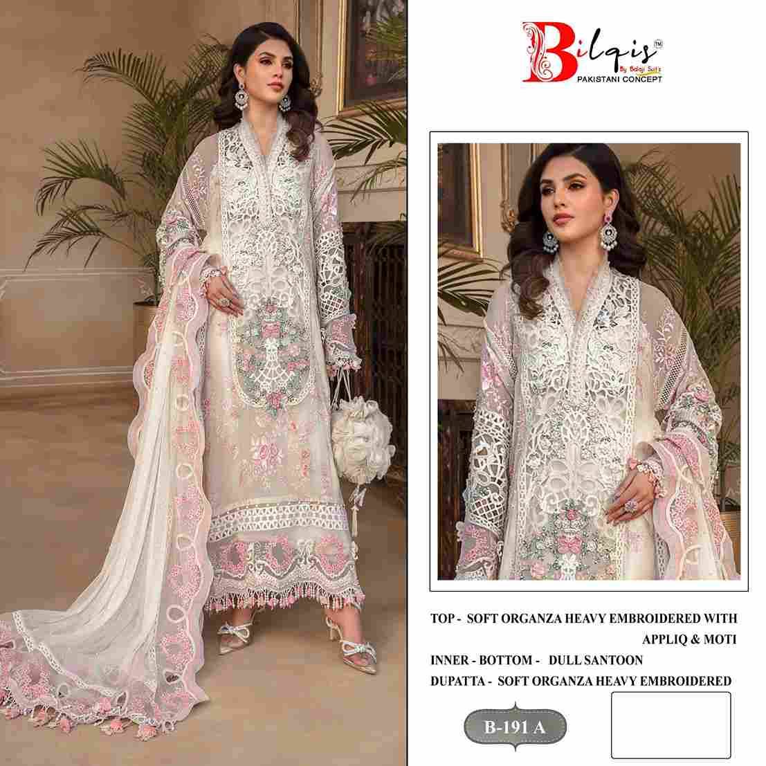 Bilqis Hit Design 191-A By Bilqis Beautiful Pakistani Suits Colorful Stylish Fancy Casual Wear & Ethnic Wear Soft Organza Dresses At Wholesale Price