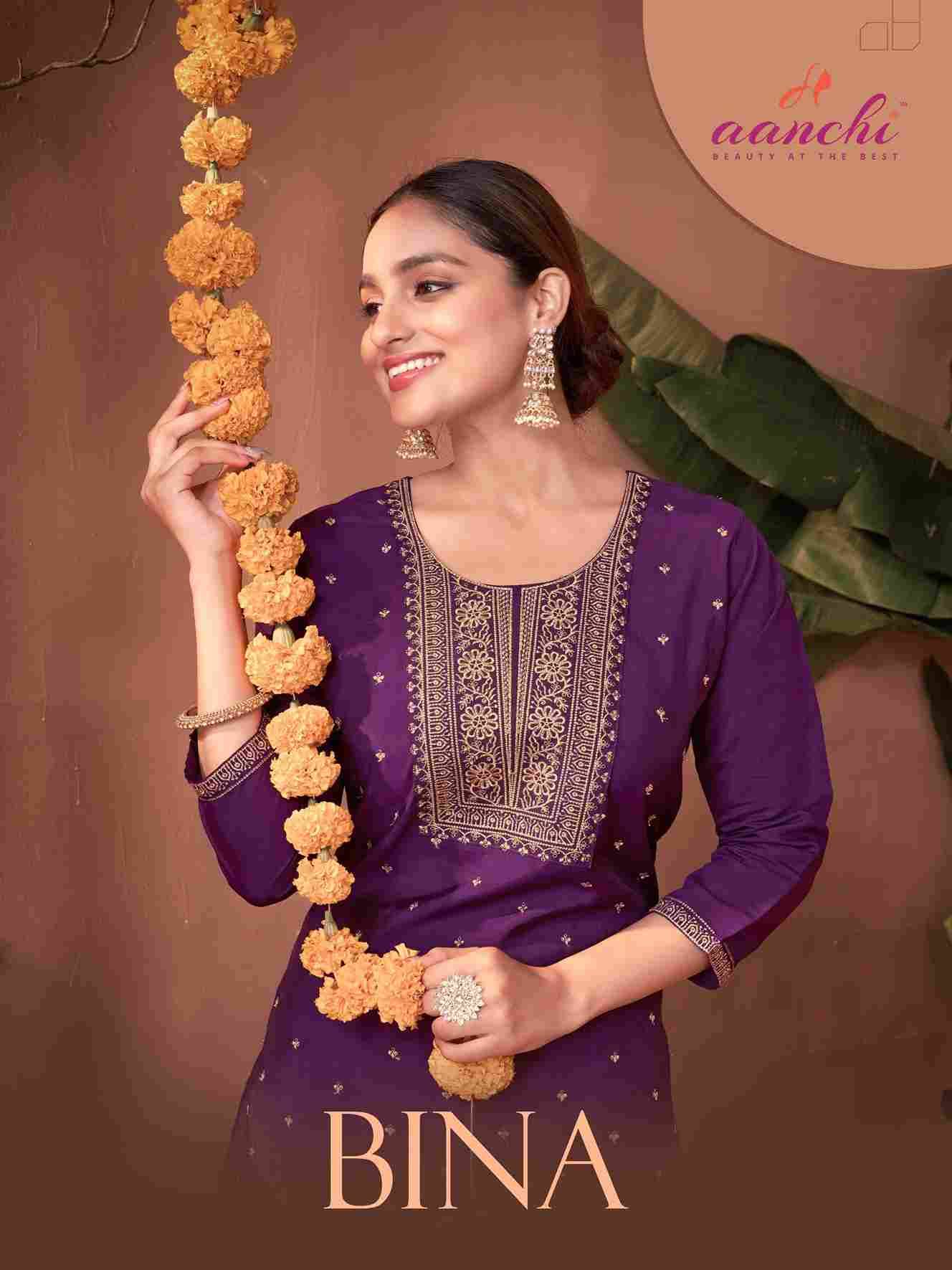Bina By Aanchi 1001 To 1005 Series Designer Stylish Fancy Colorful Beautiful Party Wear & Ethnic Wear Collection Roman Silk Kurtis At Wholesale Price