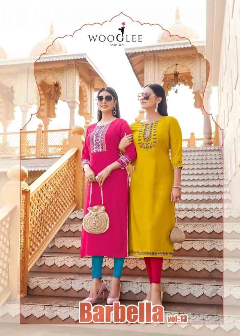 Barbella Vol-13 By Wooglee 2084 To 2089 Series Designer Stylish Fancy Colorful Beautiful Party Wear & Ethnic Wear Collection Rayon Print Kurtis At Wholesale Price