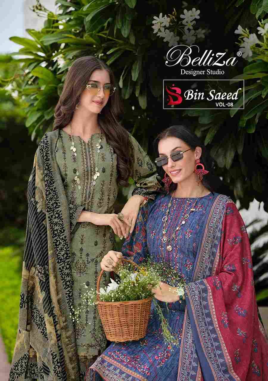 Bin Saeed Vol-8 By Belliza 866-001 To 866-008 Series Beautiful Stylish Festive Suits Fancy Colorful Casual Wear & Ethnic Wear & Ready To Wear Pure Cotton Digital Print Dresses At Wholesale Price