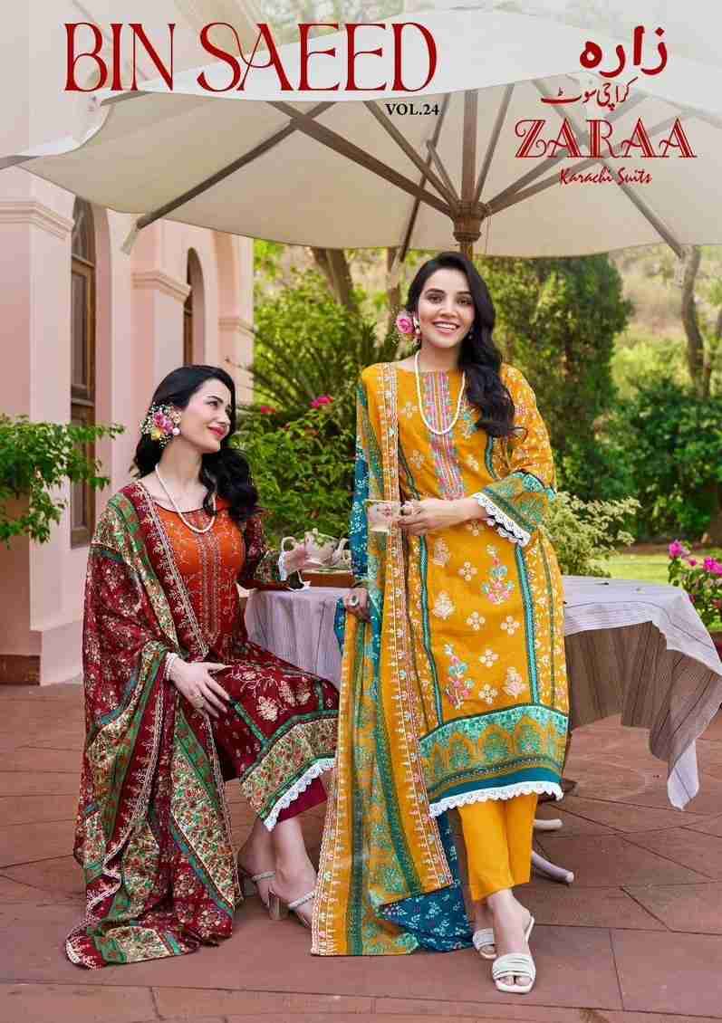 Bin Saeed Vol-24 By Zaraa 2401 To 2408 Series Beautiful Stylish Festive Suits Fancy Colorful Casual Wear & Ethnic Wear & Ready To Wear Pure Cambric Dresses At Wholesale Price