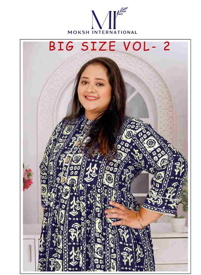 Big Size Vol-2 By Moksh International 8605 To 8608 Series Designer Stylish Fancy Colorful Beautiful Party Wear & Ethnic Wear Collection Rayon Print Kurtis At Wholesale Price