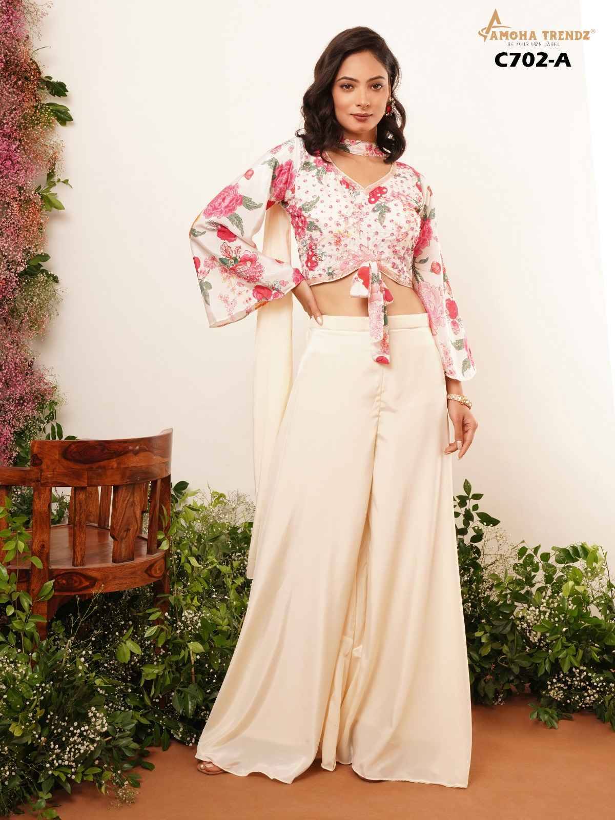 C-702-A By Amoha Trendz Designer Stylish Fancy Colorful Beautiful Party Wear & Ethnic Wear Collection Fancy Crop Top With Bottom At Wholesale Price