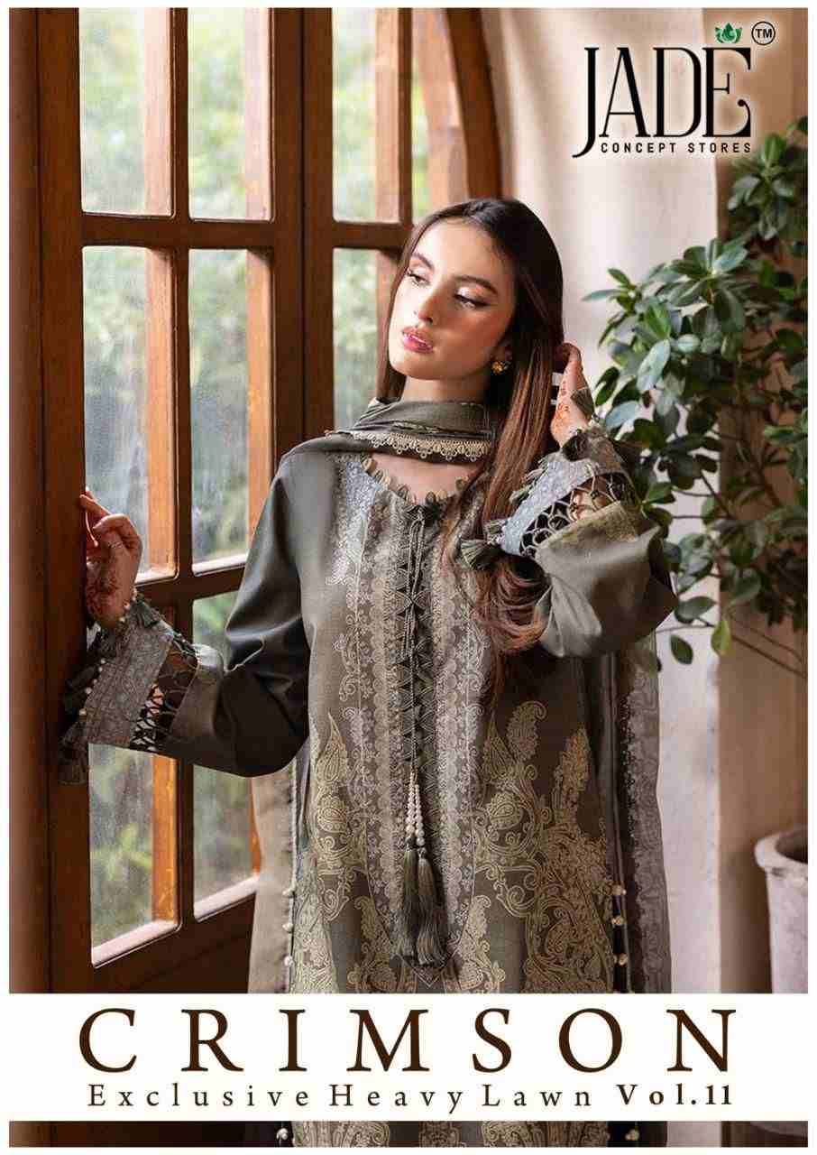 Crimson Exclusive Collection Vol-11 By Jade 1101 To 1106 Series Beautiful Suits Stylish Colorful Fancy Casual Wear & Ethnic Wear Pure Heavy Lawn Print Dresses At Wholesale Price