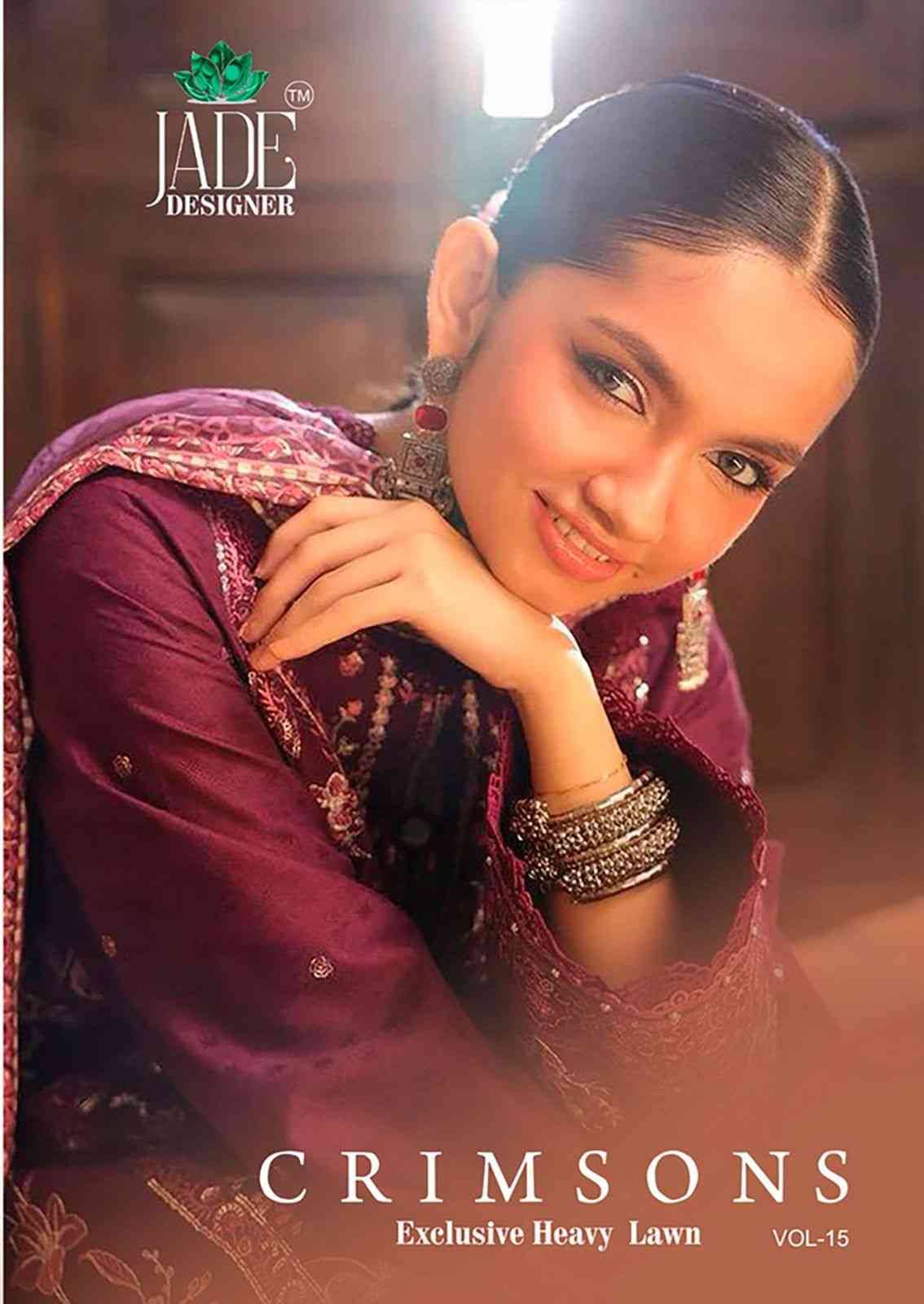 Crimsons Vol-15 By Jade 15001 To 15006 Series Beautiful Festive Suits Colorful Stylish Fancy Casual Wear & Ethnic Wear Pure Cambric Cotton Embroidered Dresses At Wholesale Price