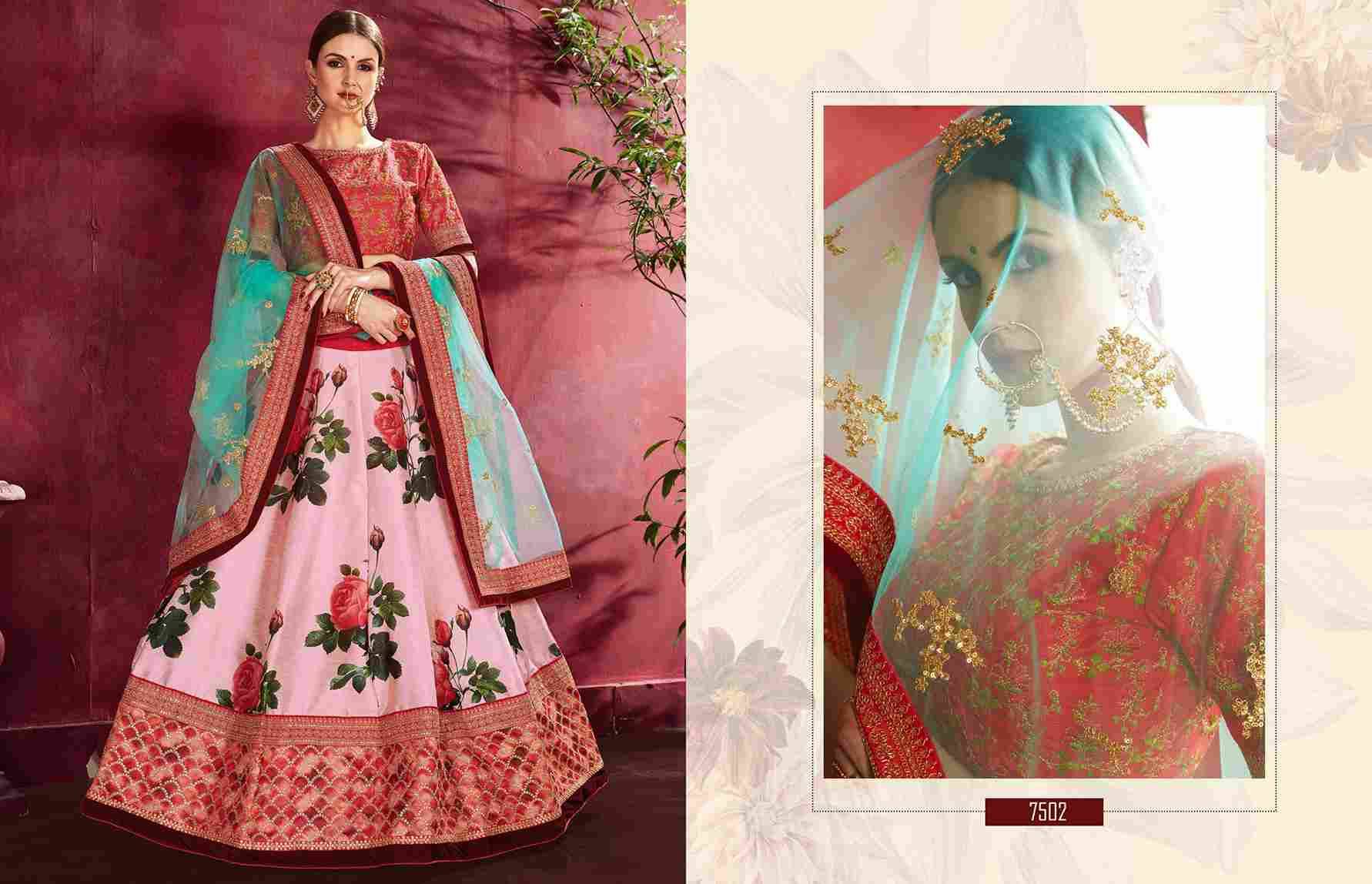 Carnations By Zeel Clothing 7501 To 7511 Series Indian Traditional Beautiful Stylish Designer Banarasi Silk Jacquard Embroidered Party Wear Bangalori Silk Lehengas At Wholesale Price