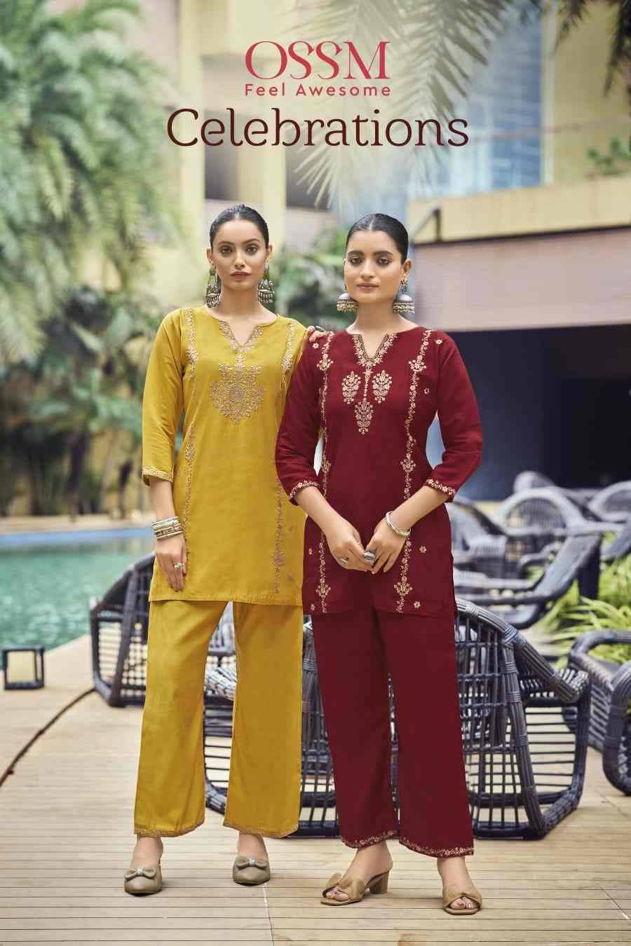 Celebrations By Ossm 1001 To 1006 Series Designer Stylish Fancy Colorful Beautiful Party Wear & Ethnic Wear Collection Viscose Silk Co-Ord At Wholesale Price