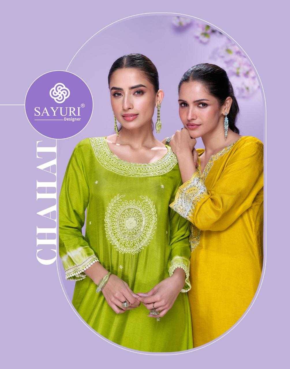 Chahat By Sayuri 5841 To 5844 Series Beautiful Stylish Fancy Colorful Casual Wear & Ethnic Wear Heavy Silk Kurtis At Wholesale Price