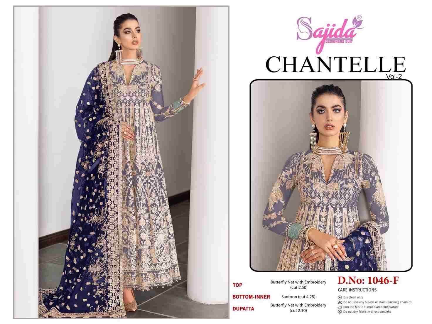 Chantelle Vol-2 By Sajida Designer Suits 1046-E To 1046-H Series Designer Pakistani Suits Beautiful Fancy Stylish Colorful Party Wear & Occasional Wear Net With Embroidery Dresses At Wholesale Price