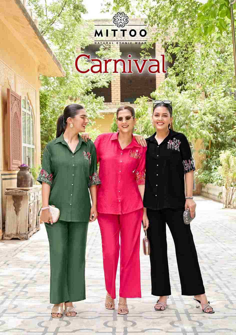 Carnival By Mittoo 4001 To 4006 Series Designer Stylish Fancy Colorful Beautiful Party Wear & Ethnic Wear Collection Viscose Tops With Bottom At Wholesale Price