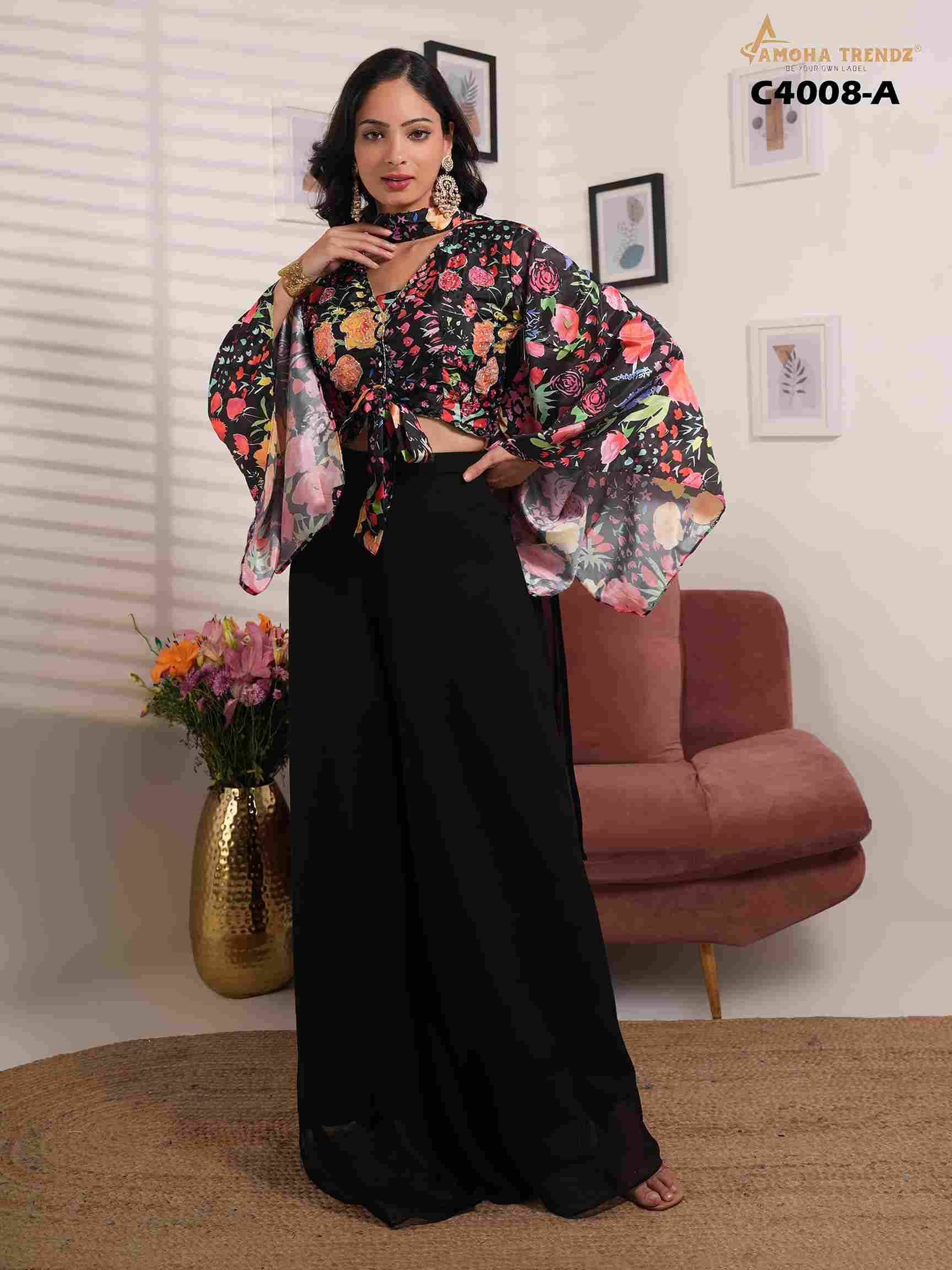 C-4008-A By Amoha Trendz Designer Stylish Fancy Colorful Beautiful Party Wear & Ethnic Wear Collection Fancy Crop Tops With Bottom And Dupatta At Wholesale Price